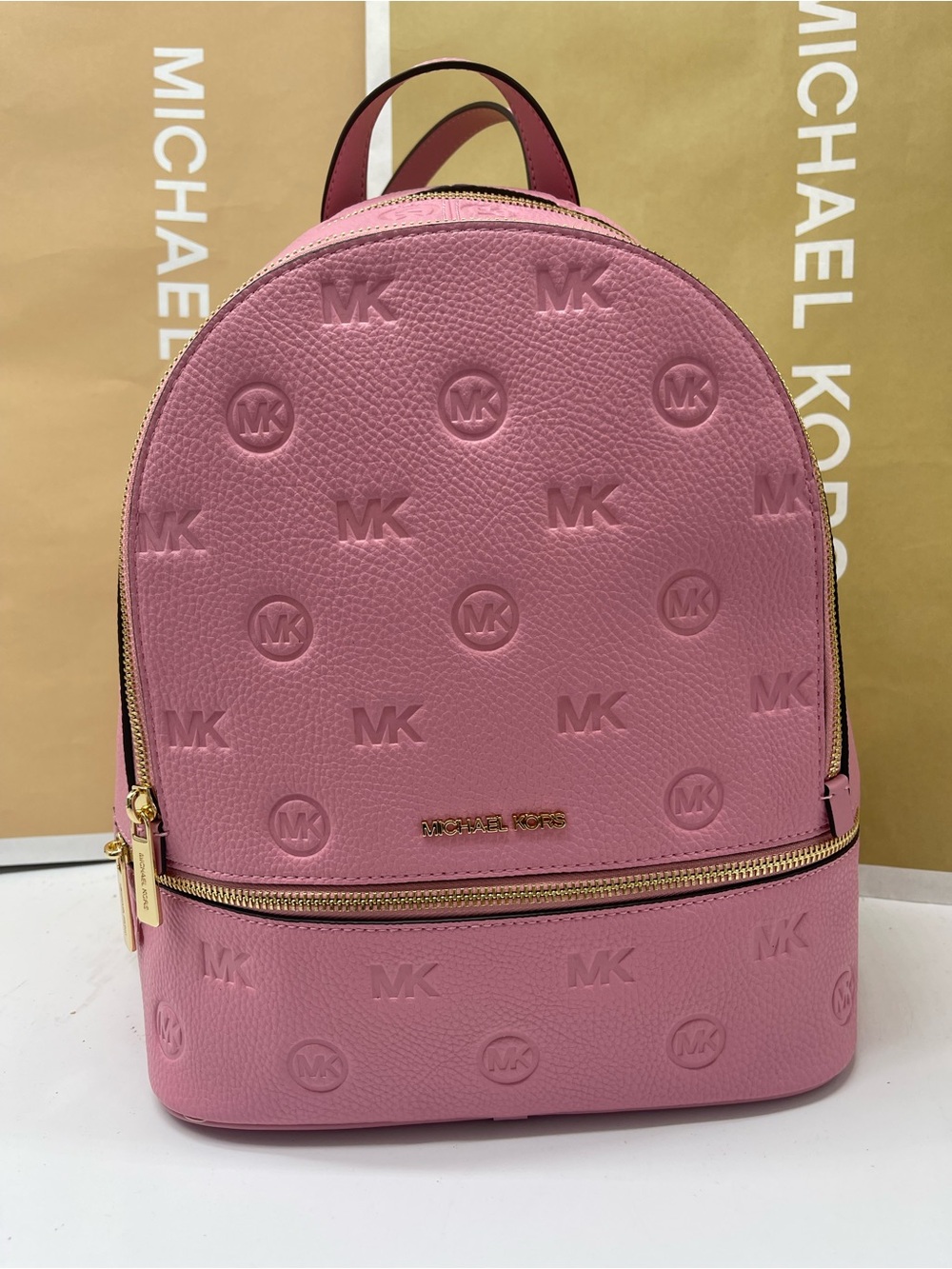 Michael Kors Rhea Medium Zip MK Logo Debossed Backpack
Carnation
NWT